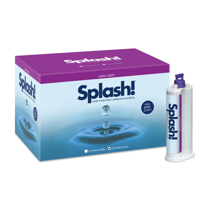 Denmat SPD1590 Splash VPS Impression Material Regular Set Heavy Body 20/Pk Denmat SPD1590 Splash VPS Impression Material Regular Set Heavy Body 20/Pk